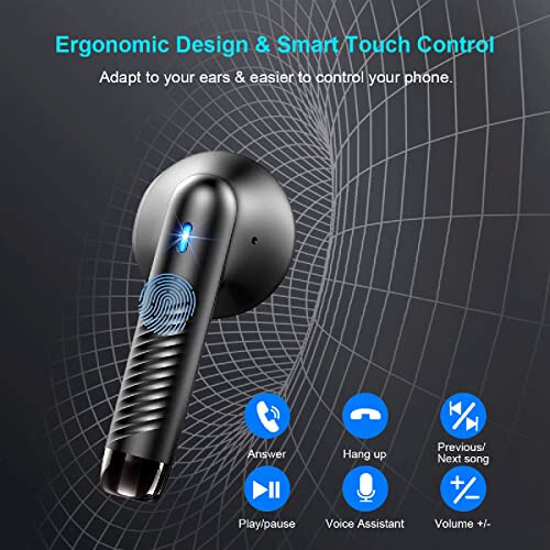 Simsiz Quloqchinlar, Bluetooth 5.3 Quloqchinlar Stereo Bass, Bluetooth Quloqchinlar Quloq Ichida Shovqinni Bekitish Mikrofoni, Quloqchinlar IP7 Su O'tkazmaydigan Sport, 32 soat o'ynash vaqti USB C Mini Zaryadlash Qutisi Quloqchinlar Android iOS uchun - 6