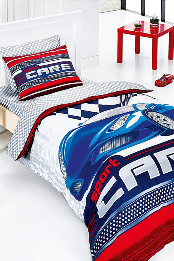 Single Bed Set Sports Cars Blue - 1