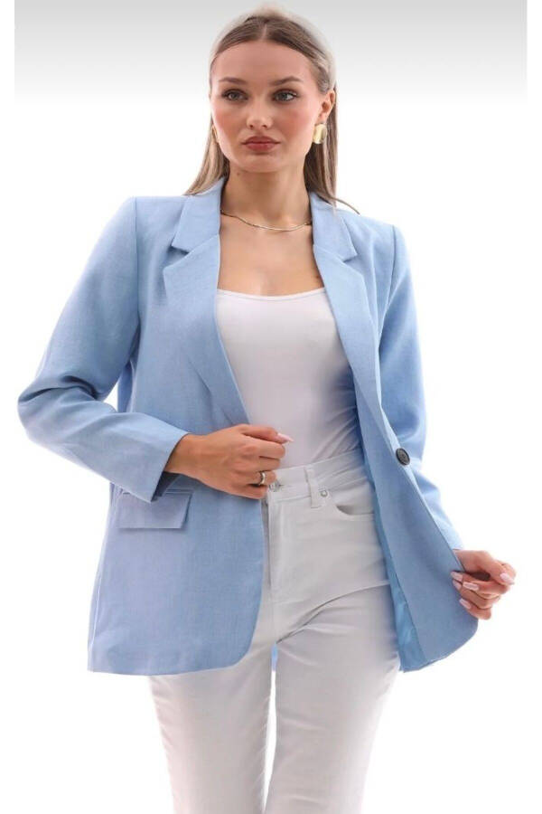 Single Button Blazer Jacket - 1