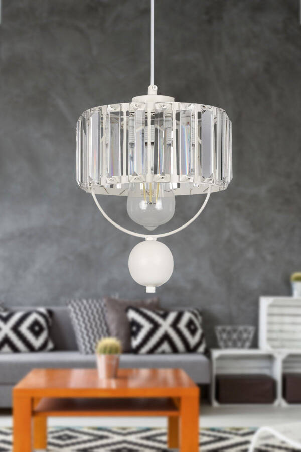 Single Galon Lux Crystal White Chandelier - 1