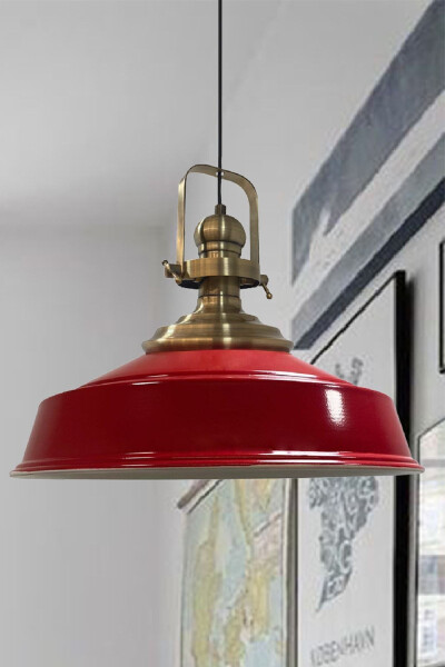 Single Red Velvet Chandelier Antique Head Retro Pendant Lamp Restaurant Cafe Hall Chandeliers - 22