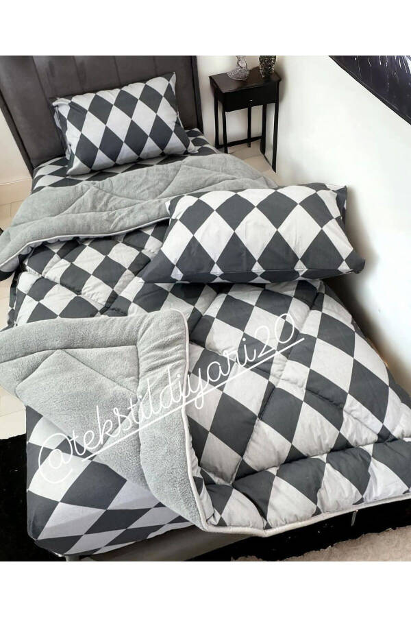 Single Welsoft Puffy Sleep Set (With Elastic Sheet) Grey Joker - 11