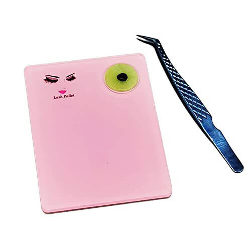 Sisiter 2-in-1 Acrylic Eyelash Extension Pallet + Round Jade Stone Set Eyelash Grafting Tool Pad Lash Tray Gasket (Pink) - 5