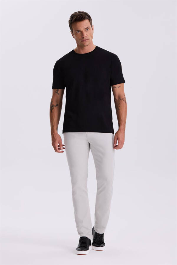 Siyah %100 Pamuk Slim Fit Bisiklet Yaka Basic T-Shirt - 1