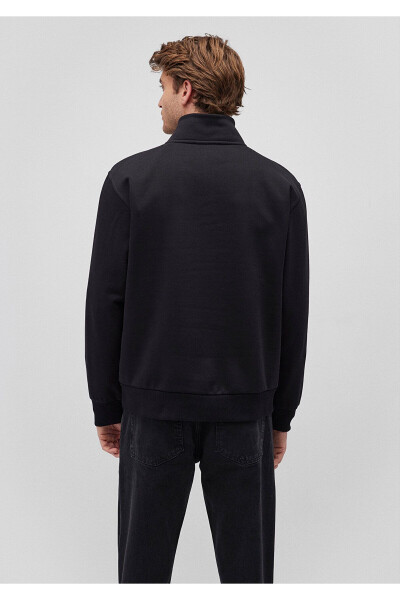 Siyah Basic Sweatshirt, Yarı Fermuarlı, 0S10278-900 - 4