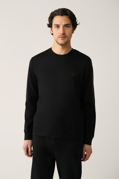 Siyah Bisiklet Yaka Sweatshirt - 3