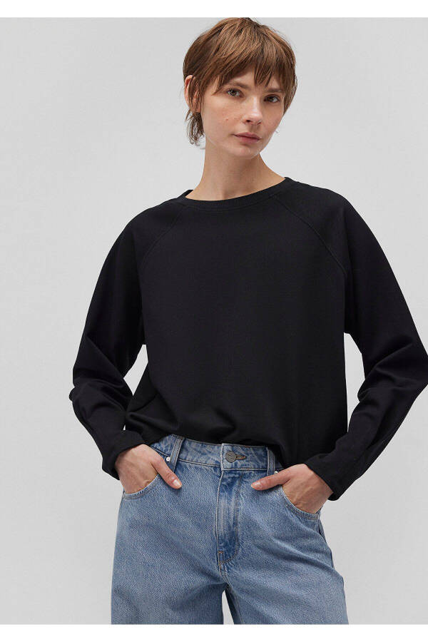 Siyah bisiklet yaka sweatshirt (1s10150-900) - 1