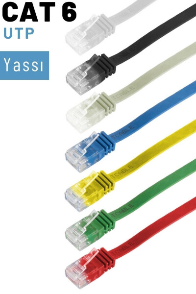 Siyah Cat6 Yassı Ethernet (ağ) Kablosu 15 Metre - 4