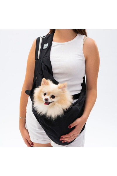 Siyah Crossbody Çanta Kedi Köpek Taşıma Çantası - 5