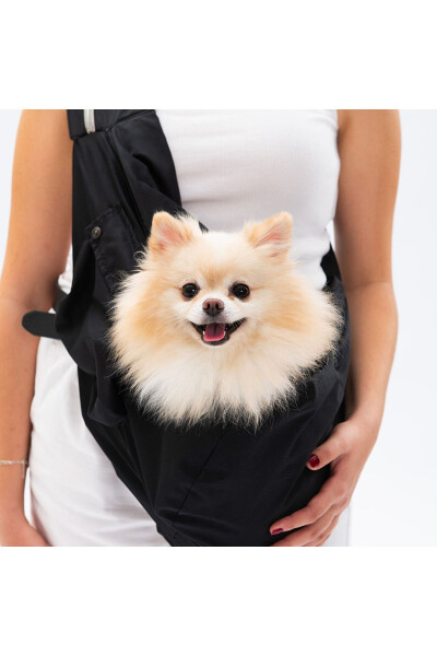 Siyah Crossbody Çanta Kedi Köpek Taşıma Çantası - 2