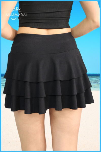 Siyah Mykonos Şortlu Etek Havuz-deniz Spor Ve Günlük Kullanım Skirt With Shorts 4101 - 1