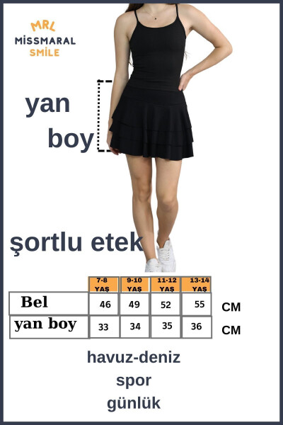 Siyah Mykonos Şortlu Etek Havuz-deniz Spor Ve Günlük Kullanım Skirt With Shorts 4101 - 2