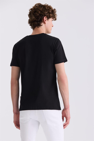 Siyah Slim Fit Bisiklet Yaka T-Shirt - 4