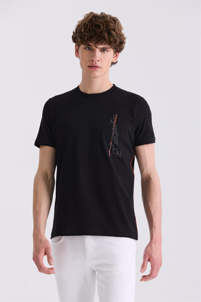 Siyah Slim Fit Bisiklet Yaka T-Shirt - 1