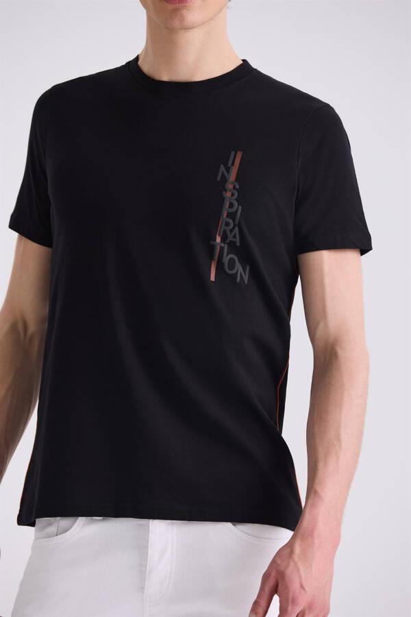 Siyah Slim Fit Bisiklet Yaka T-Shirt - 3