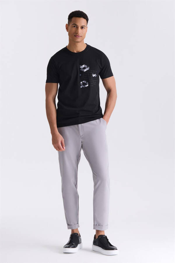 Siyah Slim Fit Bisiklet Yaka T-Shirt - 2