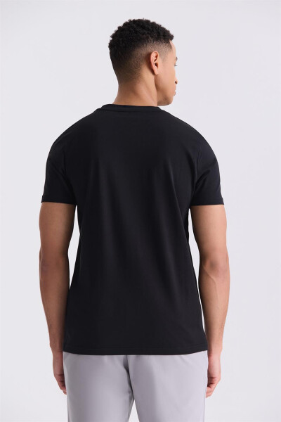 Siyah Slim Fit Bisiklet Yaka T-Shirt - 4