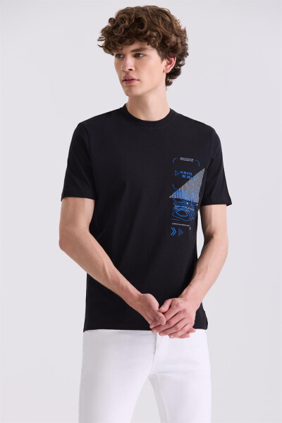 Siyah Slim Fit Bisiklet Yaka T-Shirt - 1