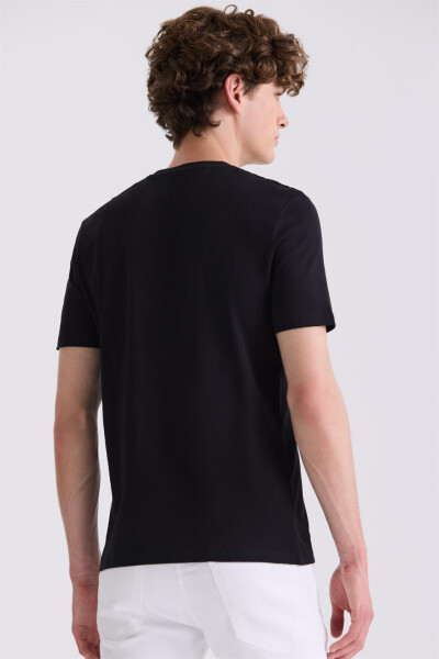 Siyah Slim Fit Bisiklet Yaka T-Shirt - 4