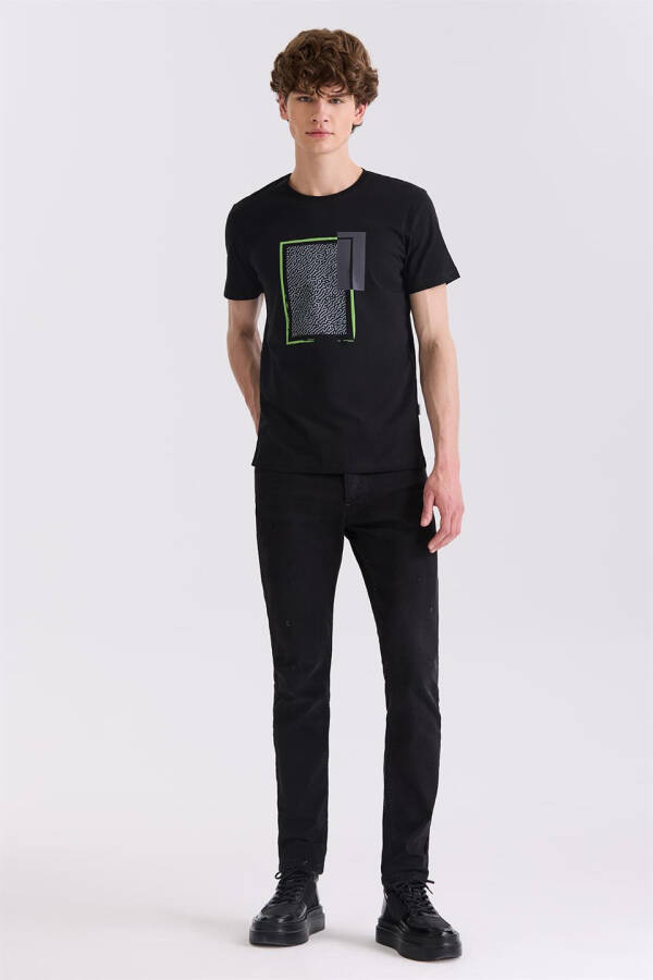 Siyah Slim Fit Bisiklet Yaka T-Shirt - 2