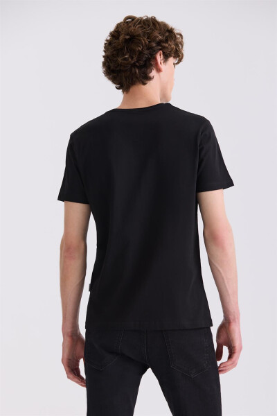 Siyah Slim Fit Bisiklet Yaka T-Shirt - 4