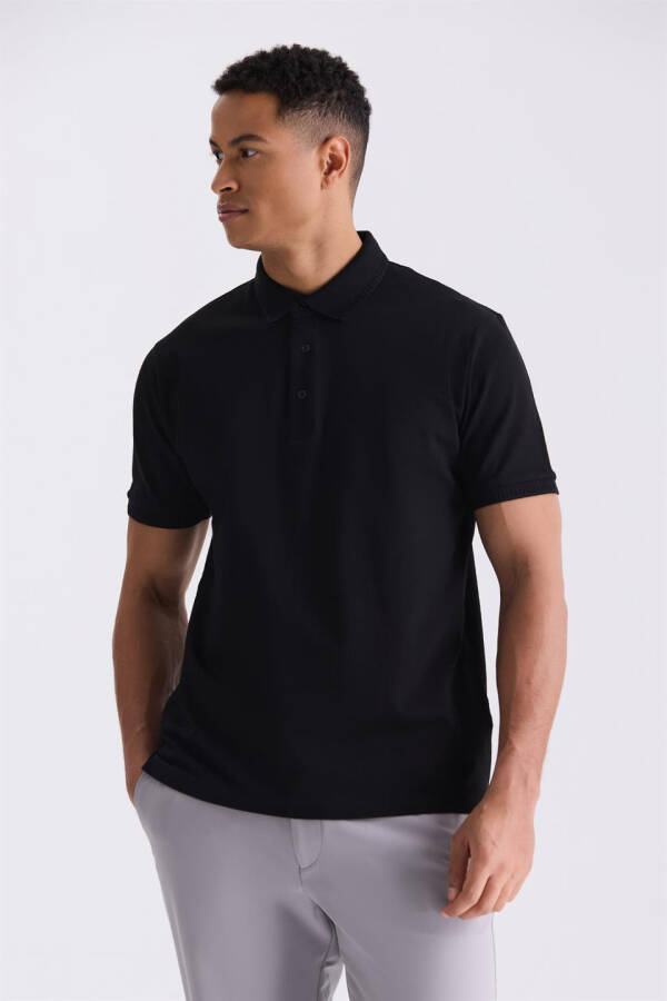 Siyah Slim Fit Polo Yaka T-shirt - 1