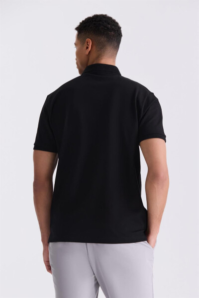 Siyah Slim Fit Polo Yaka T-shirt - 4