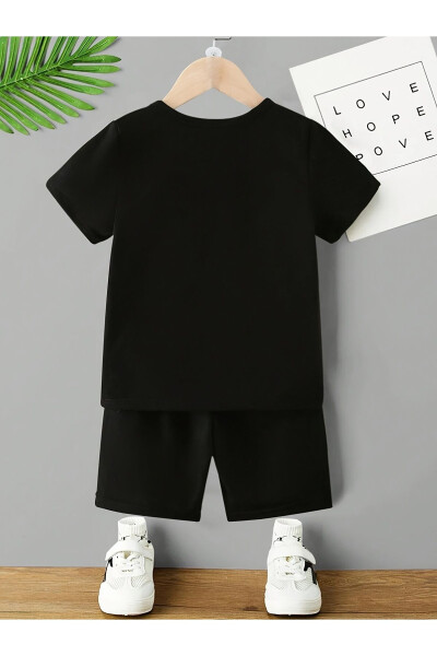 Skateboarding Bear Black Kids Shorts T-shirt Set - 2