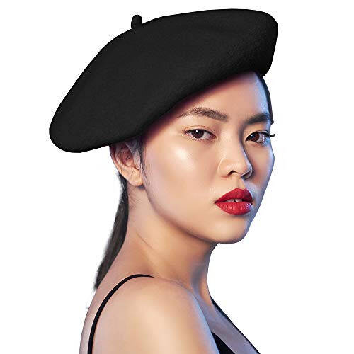 Skeleteen Black French Style Beret - Women's Classic Beret Hat For Casual Use - 1 Piece - 1