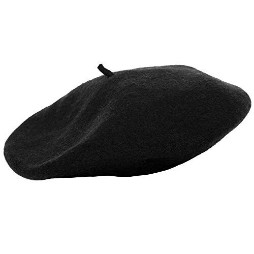 Skeleteen Black French Style Beret - Women's Classic Beret Hat For Casual Use - 1 Piece - 2