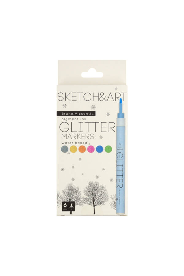 Sketch & Art 6-Piece Glitter Water-Based Marker Pen - 1