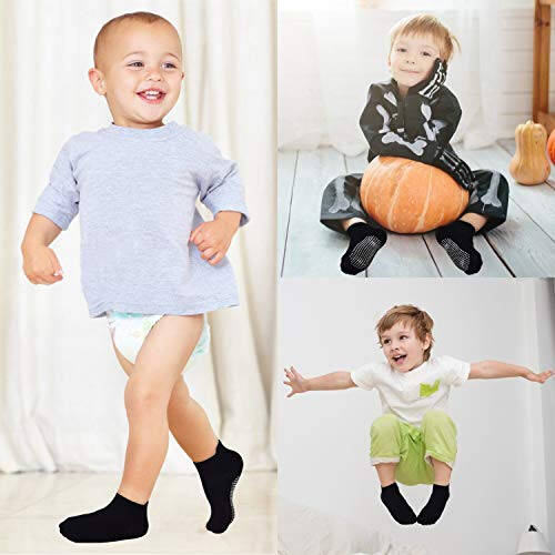 SkiBeaut Toddler Socks Ankle Boys Girls Non Slip Skid Kids Socks 12 Pairs Grips Low Cut Socks for 1-7 Years Children Socks - 44