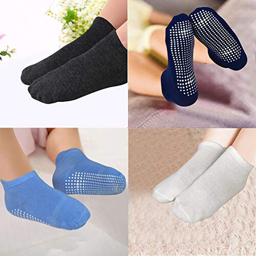 SkiBeaut Toddler Socks Ankle Boys Girls Non Slip Skid Kids Socks 12 Pairs Grips Low Cut Socks for 1-7 Years Children Socks - 46