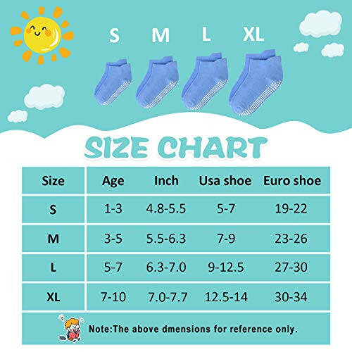 SkiBeaut Toddler Socks Ankle Boys Girls Non Slip Skid Kids Socks 12 Pairs Grips Low Cut Socks for 1-7 Years Children Socks - 34