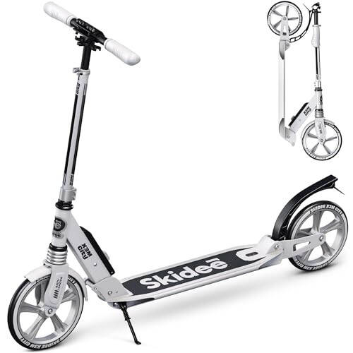 Skidee Scooter for Adults and Teens – Adjustable Height, Kids Scooter, Folding Scooter, Large Sturdy Wheels for Smooth Ride, Lightweight, Durable, Anti-Shock Suspension, Outdoor Toys, up to 220 lbs - 1