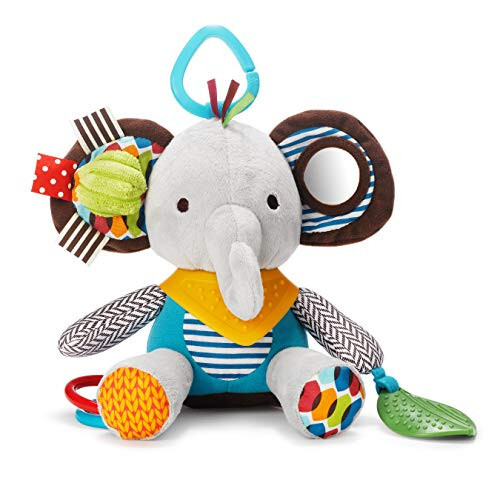 Skip Hop Bandana Buddies Baby Activity and Teething Toy with Multi-Sensory Rattle and Textures, Elephant - 1