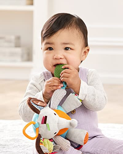 Skip Hop Bandana Buddies Baby Activity and Teething Toy with Multi-Sensory Rattle and Textures, Elephant - 11