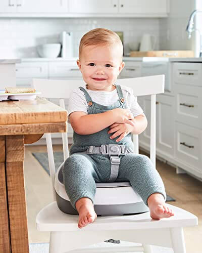 Skip Hop Booster Seat for Dining Table, Sleek Seat Booster, Grey/White - 44