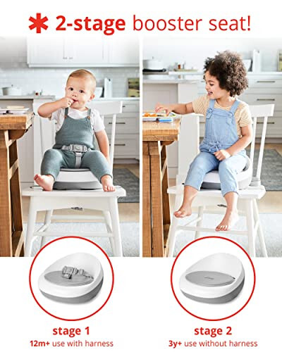 Skip Hop Booster Seat for Dining Table, Sleek Seat Booster, Grey/White - 45