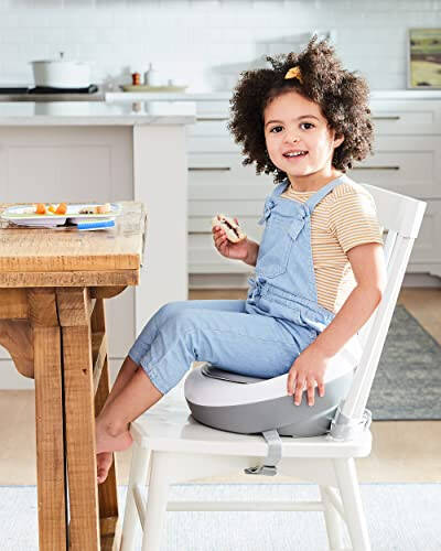 Skip Hop Booster Seat for Dining Table, Sleek Seat Booster, Grey/White - 46