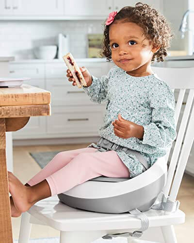 Skip Hop Booster Seat for Dining Table, Sleek Seat Booster, Grey/White - 47