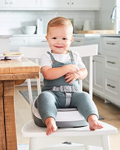 Skip Hop Booster Seat for Dining Table, Sleek Seat Booster, Grey/White - 30