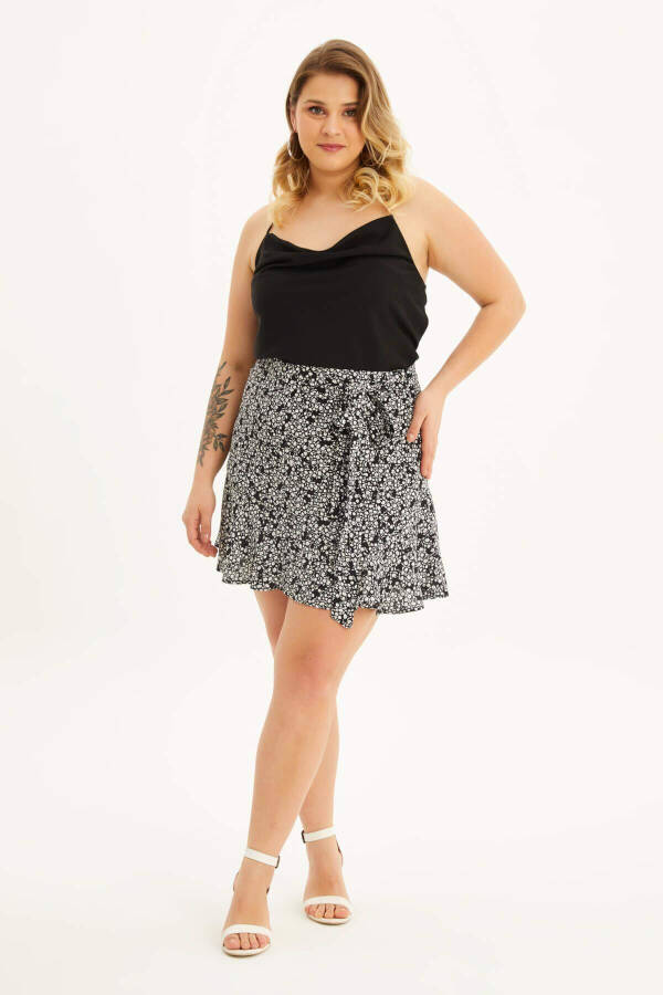 Skirt with Belt Detail and Flounces - 1