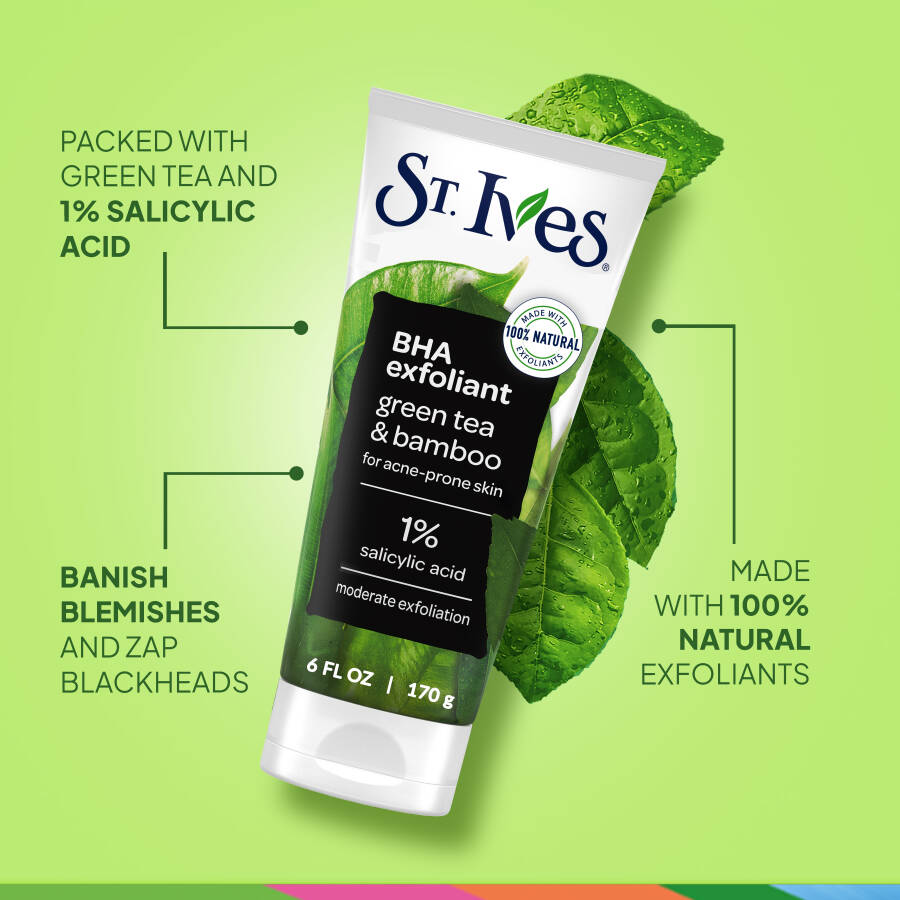 Скраб для лица очищающий поры St. Ives Blackhead Clearing, скраб для лица с экстрактом зеленого чая и бамбука 6 унций - 2