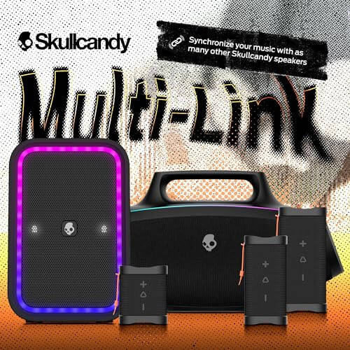 Skullcandy Barrel Bluetooth Boombox Hoparlör - Suya Dayanıklı Kablosuz Taşınabilir Hoparlör, LED Işık Gösterisi Modu, 12 Saat Pil, Çoklu Bağlantı ve USB-C & USB-A Çıkış Şarjı ile - 4