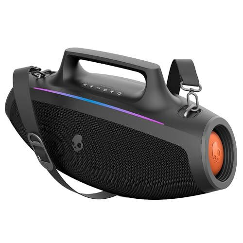 Skullcandy Barrel Bluetooth Boombox Karnay – Suvga Chidamli Simsiz Ko'chma Karnay, LED Yorug'lik Shoushi Rejimi, 12 soatlik Batareya, Ko'p Bog'lanish va USB-C & USB-A Chiqish Zaryadlash bilan - 1