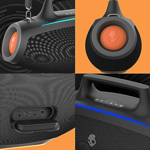 Skullcandy Barrel Bluetooth Boombox Speaker – Water-Resistant Wireless Portable Speaker, with LED Lightshow Mode, 12 Hour Battery, Multi-Link, & USB-C & USB-A Output Charging - 6