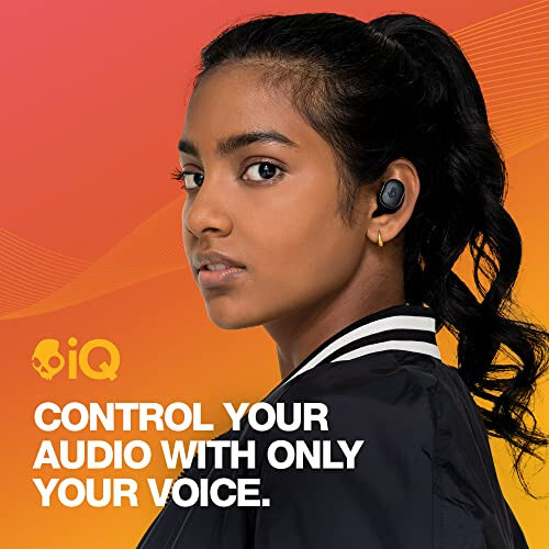 Skullcandy Grind Fuel In-Ear Wireless Earbuds with Wireless Charging, 40 Hr Battery, Skull-iQ, Alexa Enabled, Microphone, Works with iPhone Android and Bluetooth Devices - True Black/Orange - 3