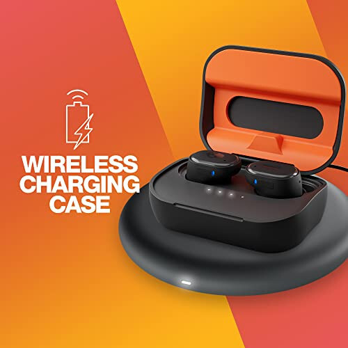 Skullcandy Grind Fuel In-Ear Wireless Earbuds with Wireless Charging, 40 Hr Battery, Skull-iQ, Alexa Enabled, Microphone, Works with iPhone Android and Bluetooth Devices - True Black/Orange - 5