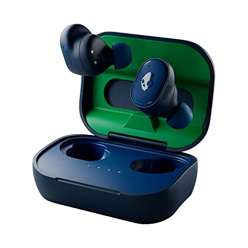 Skullcandy Grind In-Ear Wireless Earbuds, 40 Hr Battery, Skull-iQ, Alexa Enabled, Microphone, Works with iPhone Android and Bluetooth Devices - Dark Blue/Green - 1